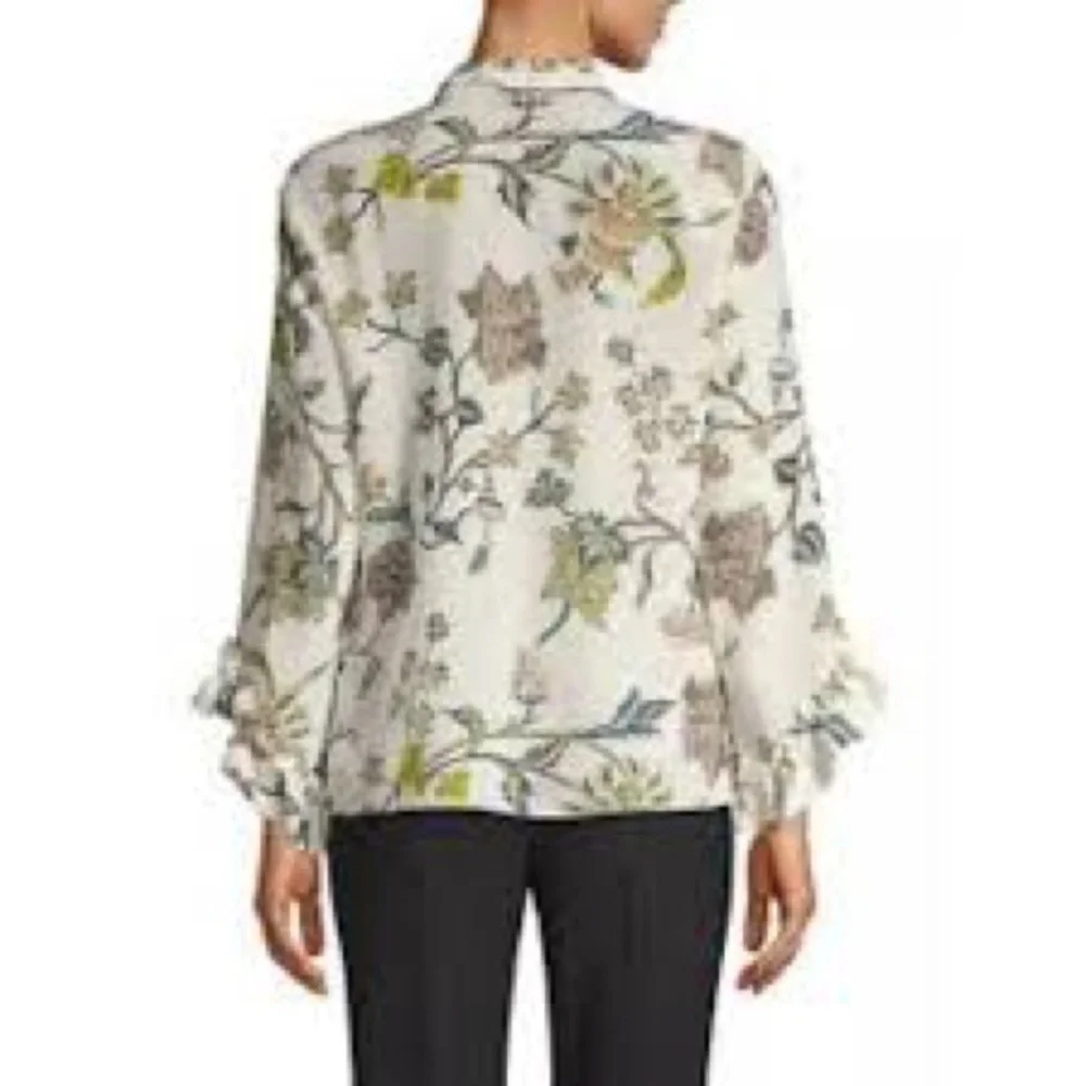 NWT $398. Kobi Halperin Gwenn Silk Floral Ruffle Blouse Size S - Picture 2 of 8